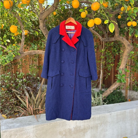 Lilli Ann Jackets & Blazers - Stylish Lilli Ann Blue and Red Pea Coat